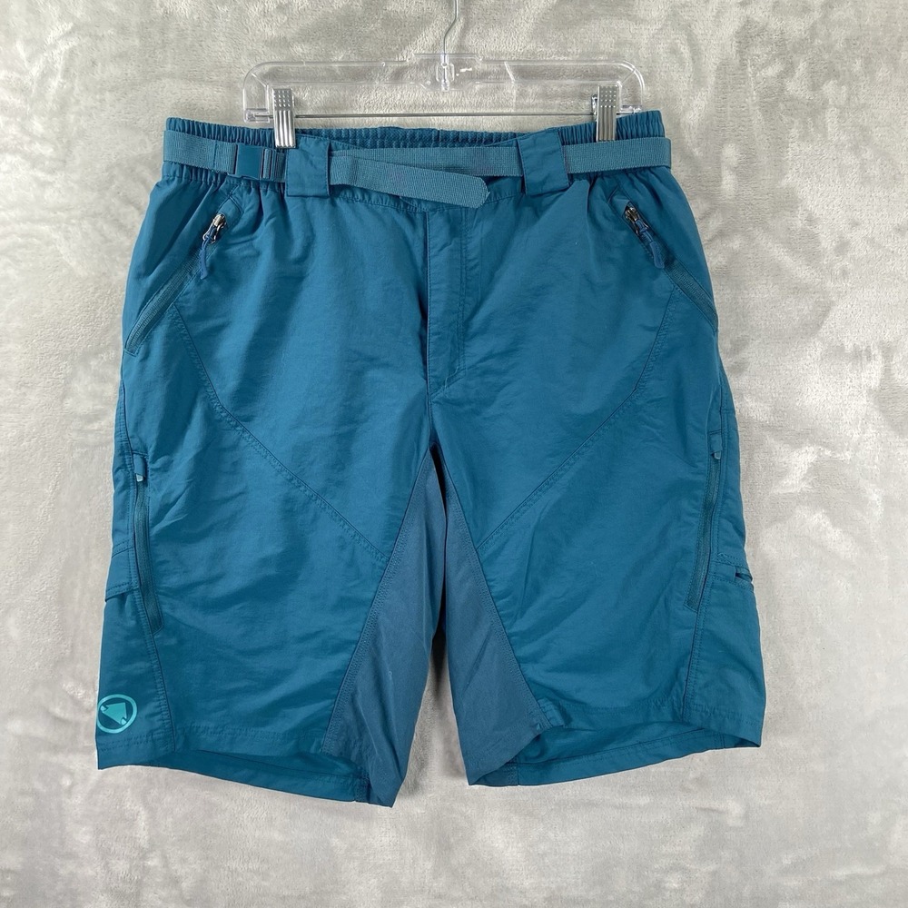 Endura Sport Shorts Womens XL Hummvee Cycling Belted 11" Inseam Technical Green